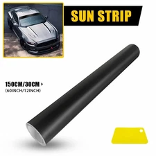Universal Windshield Banner Matte Black Vinyl Decal Sun Strip 60"x12" S
