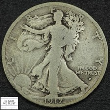 1917 D Obverse Mintmark Walking Liberty Silver Half Dollar 50C OBV MM