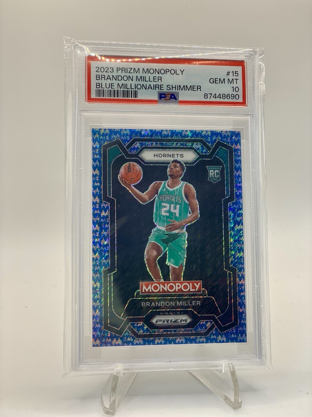 2023 Prizm Monopoly Brandon Miller Blue Millionaire Shimmer /10 PSA 10 Pop 3