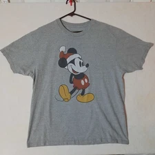 MICKEY MOUSE Santa Shirt Retro Christmas Delta Pro Weight Gray DISNEY Size Large