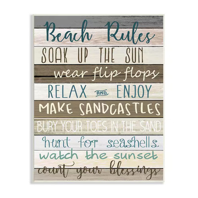 ''Nautical Fun Beach Rules List Boardwalk Sign ''By Kimberly Allen Unframed Typogr