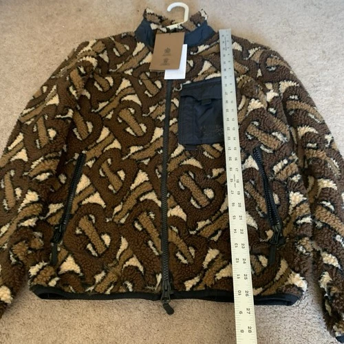 Burberry Brown TB Monogram Fleece Jacquard Jacket Size 48 image 4