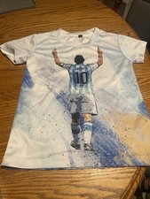 Lionel Messi Full Graphic Paint Splatter Argentina T-Shirt Boys M