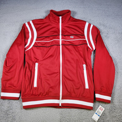 Marc Ecko Cut & Sew Mens Red Ivory Full Zip Track Jacket Size XL