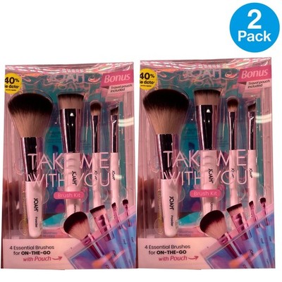 JOAH Take Me With You 4 Essential Brush Kit w/ Pouch 2 Pack New