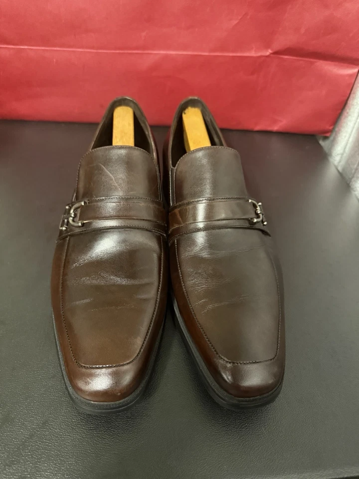 Zapato de vestir Bruno Magli Monaco mocasines de cuero borgoña hechos en Italia para hombre EE. UU. 11 Foto 3 de 4