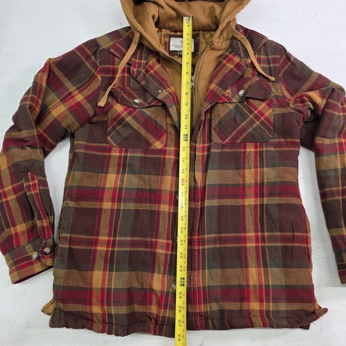 Legendary Whitetails Men's Hooded Lined Flannel Shacket Brown Red Plaid Sz M EUC - Picture 9 of 9