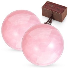 2 Pcs 1.4" Chinese Health Exercise Stress Baoding Balls Rose Quartz Pink