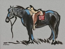 Atherton 9x12 Original Expressionism Acrylic Painting "Blackie" hand signed