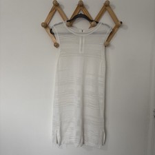 NEXT White Sleeveless Knit Textured Stripe Midi Dress 14 Summer Bride Hen Party