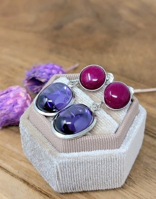 Traumhafte 925 Silber Ohrringe   Italy   Lila & pink   neu & ungetragen
