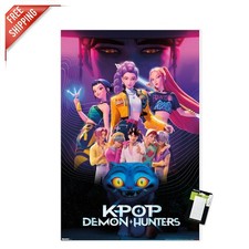 Vibrant Netflix KPop Demon Hunters Poster 34"L x 22.4"W with No-Damage Mounts