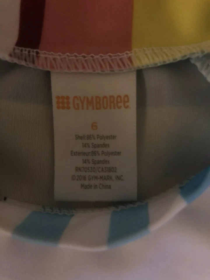 Top de natación Gymboree surfista niña ondulada tabla rayas manga corta niñas 6. (1C) Foto 4 de 4