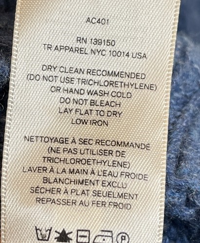 The ROW 100% Cashmere Sweater Gibet Blue Women's Sz XS Crew $990 - Picture 5 of 8