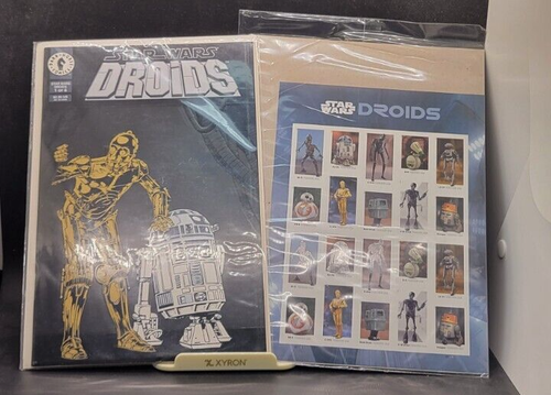 STAR WAR postfrischer Bogen mit 20 Briefmarken und Dark Horse Comic #1 DROIDS - Bild 2 von 13