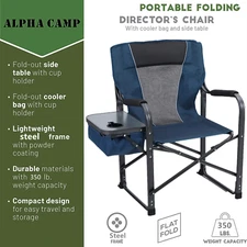 ALPHA CAMP Camping Director Chairs Heavy Duty Folding Chair with Cup Holder