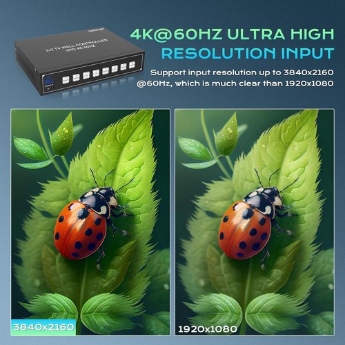 4K 60Hz 2x2 Video Wall Controller with HDMI 2.0 USB inputs, 4 TVs Support - Picture 9 of 9