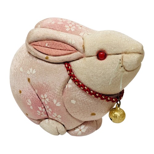 Japanese Kimekomi Doll Zodiac Rabbit Craft Sakura Pink Okimono Lucky Decor R11 - Picture 8 of 14