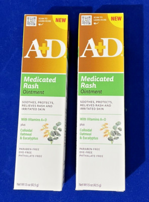 Lot of 3 A+D Medicated Rash Ointment 1.5 oz Each Colloidal Oatmeal Eucalyptus