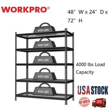 WORKPRO 48'' 5-Tier Metal Shelving Unit Heavy Duty 4000lbs Capacity Screws Free