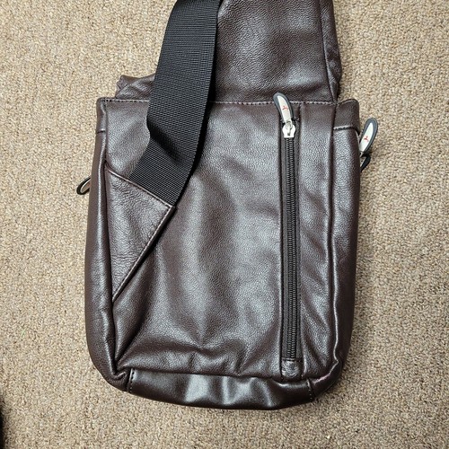 Travelon Crossbody Bag Brown Leather Nylon Lining - Picture 4 of 9