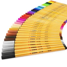 STABILO Point 88 Fineliner Pens - 0.4mm Fine Nib - Pack of 40 Assorted Colours