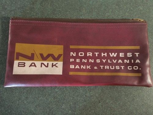 Vintage Northwest Pennsylvania Bank & Trust Co. Vinyl Banktasche Reißverschluss