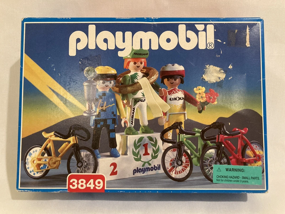 Vintage Playmobil 3849 Bicycle Race Tour de France Set Cyclist Podium Bike