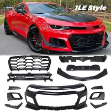 Fits For Chevy Camaro Front Bumper 1LE Style w/Grille+Spoiler Lip 2016 2017 2018