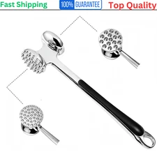 Premium Stainless Steel Meat Tenderizer Mallet, Non-Slip Handle, Double-Sided