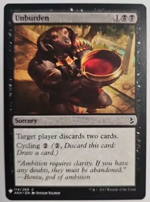 MTG Magic The Gathering Card UnburdenSorcery Black Amonkhet 2017