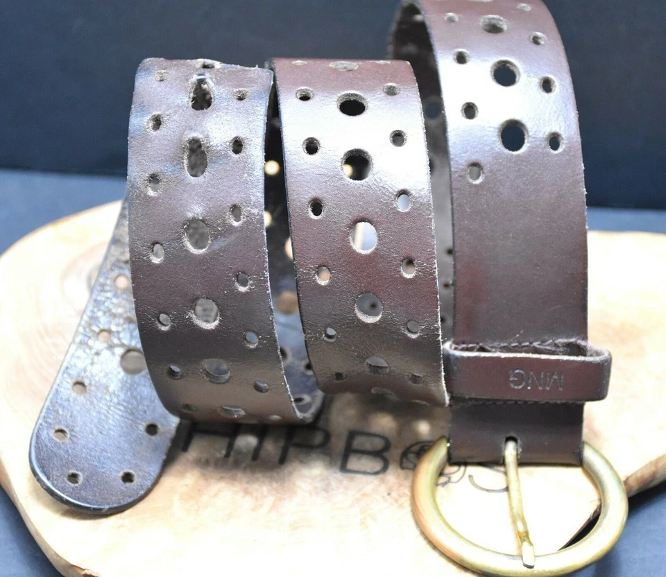 Mango Vintage Damen Gürtel Leder Jeans Taillengürtel Braun Größe 30 - Bild 3 von 4