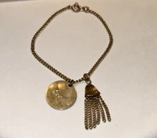 Vintage Forstner 12k 1/20 TGF ROUND and Antique 18K TASSEL Cuban Chain Charm 6”