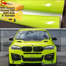 96" x 60" Gloss Neon Green Vinyl Film Wrap Air Bubble Free 8ft x 5ft