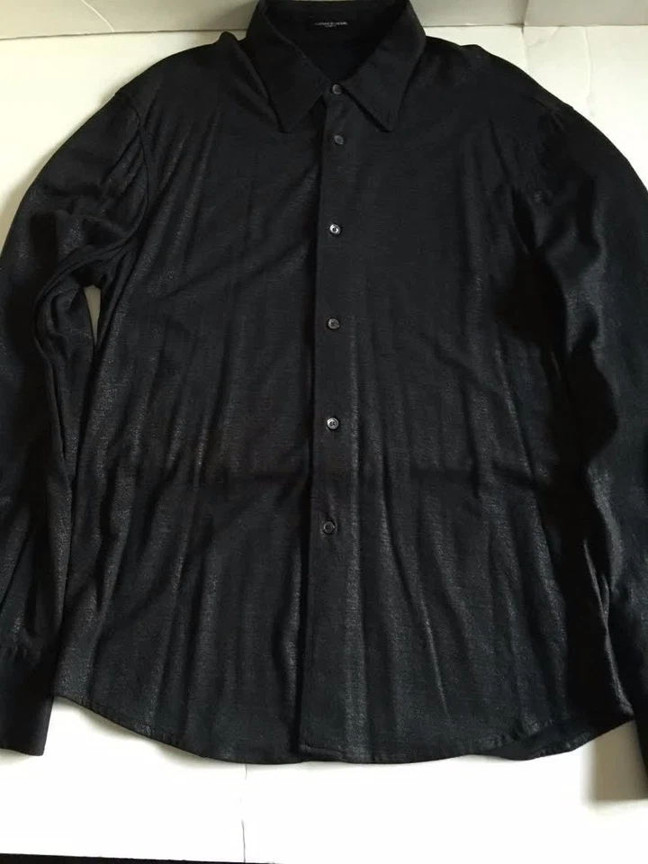 CAMISA DISFRAZ NATIONAL HOMME NEGRA PLATA METALIZADA BOTÓN DELANTERO EU 54 US GRANDE Foto 3 de 4