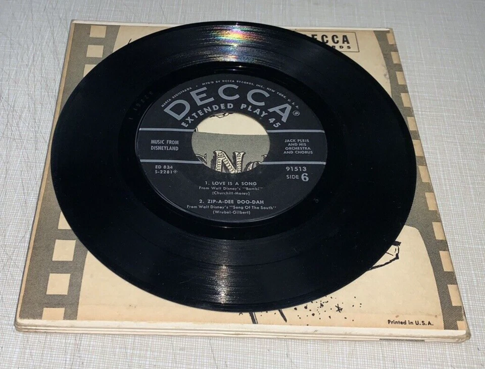 Jack Pleis Orchestra Music From Disneyland Rare 3 7", 45 RPM, EP Rare 1955 EX/EX - Image 4 of 4