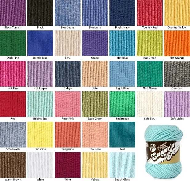 SPINRITE Lily Sugar 'N Cream Solid Colours 70.9g 100% USA Cotton Yarn Aran Weight