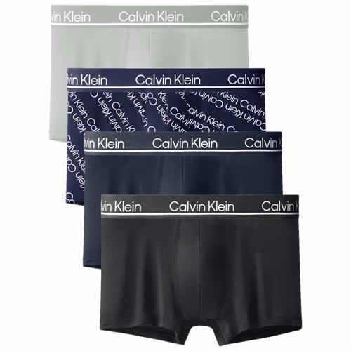 Calvin Klein Men's Microfiber Low Rise Trunks 4-Pack Black/Navy/Grey