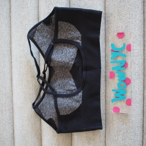 Sujetador deportivo bralette tejido para mujer mediano negro espalda cruzada yoga gimnasio atletismo Foto 3 de 4