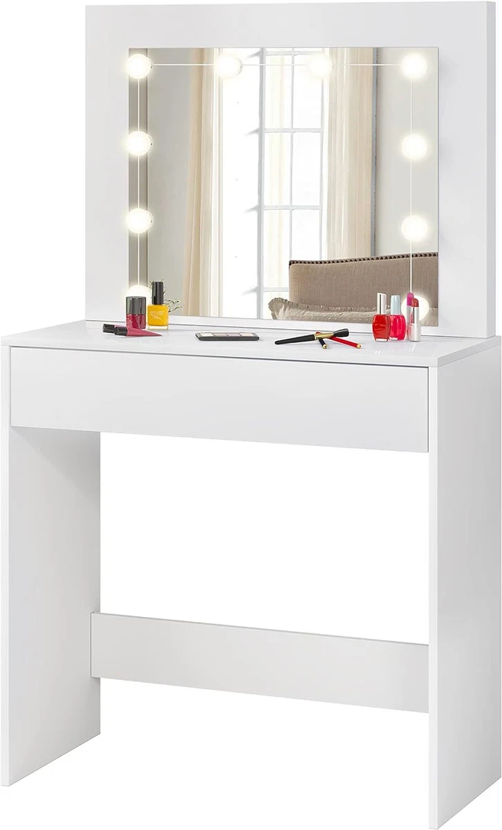 Bedroom Dressing Table with LED Lights Mirror 2 Drawers Makeup