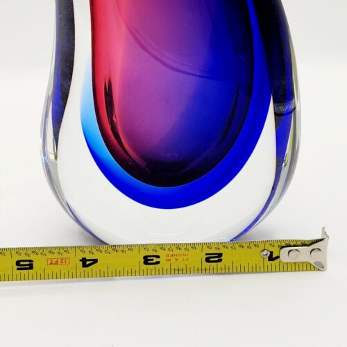 Murano Kunst Glas Welle Träne Summerso Knospe Vase signiert Oball blau rosa lila 8 Zoll - Bild 8 von 9