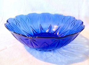 Arcoroc France Cobalt Blue Sapphire Palm Tree Diamond Glass Leaf Single Bowl Ebay