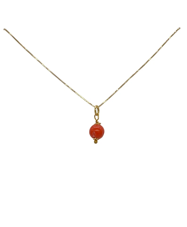 COLLANA CIONDOLO PALLINA CORALLO ROSSO E ARGENTO - Immagine 2 di 4