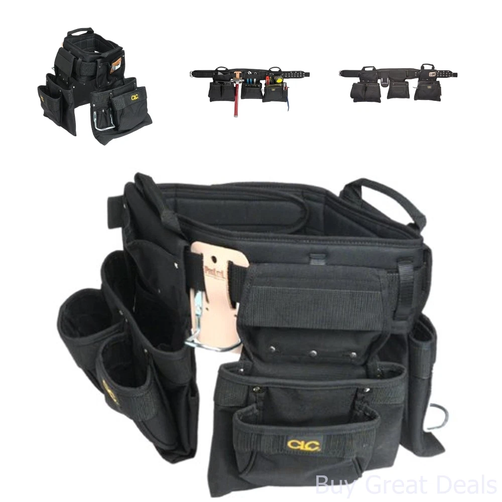 CLC Work Gear 5605 Black 5 Piece 18 Pocket Black Carpenters Tool Belt Combo Set eBay
