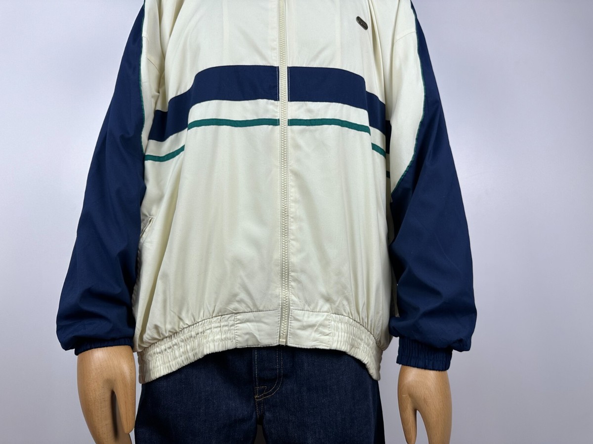 Lacoste Vintage 90s White Blue Track Tracksuit Top Jacket