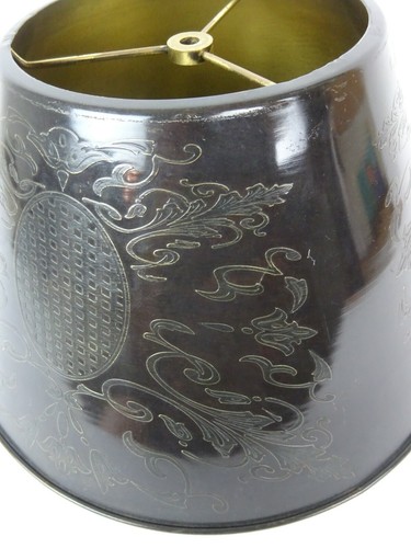 Vintage Large Brass Lamp Shade ~Tole / Bouillotte Lamp Style~ Deco Style Etched - Picture 7 of 12