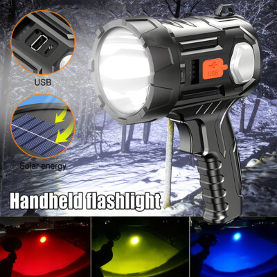 Super Bright LED Searchlight Portable Rechargeable Spotlight Handheld Flashlight