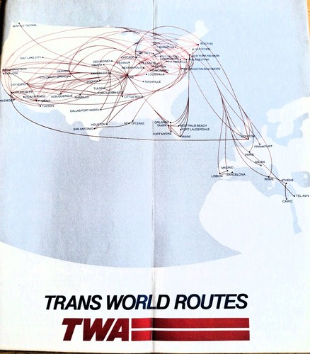 Orario TWA System 1 agosto 1982 con mappa del percorso - Foto 2 di 2
