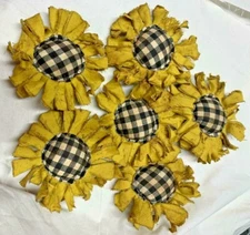 Primitive Flowers Bowl Fillers Handmade Ornies Ornaments/Set of 6/Grunged