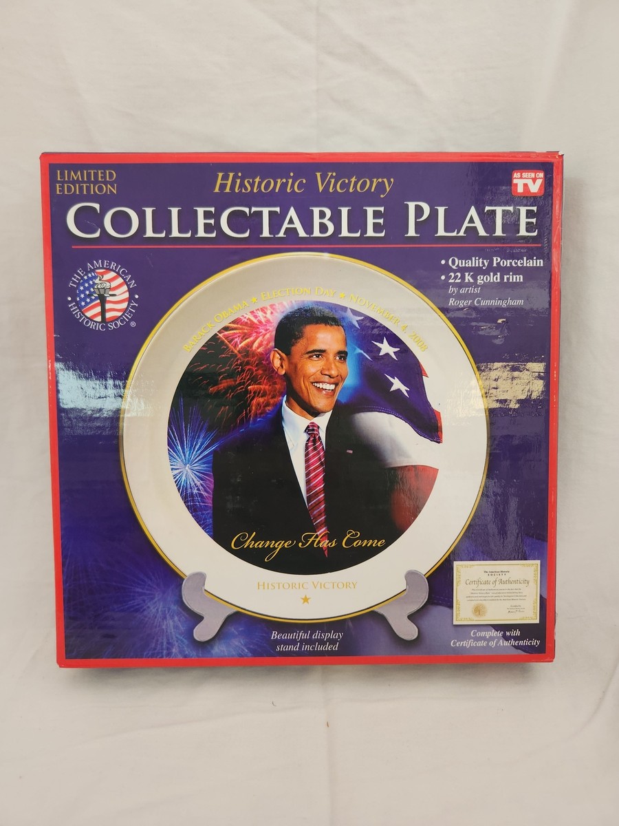 記念グッズ Historic Victory Collectable Plate obama American Historic Society Barack Obama 